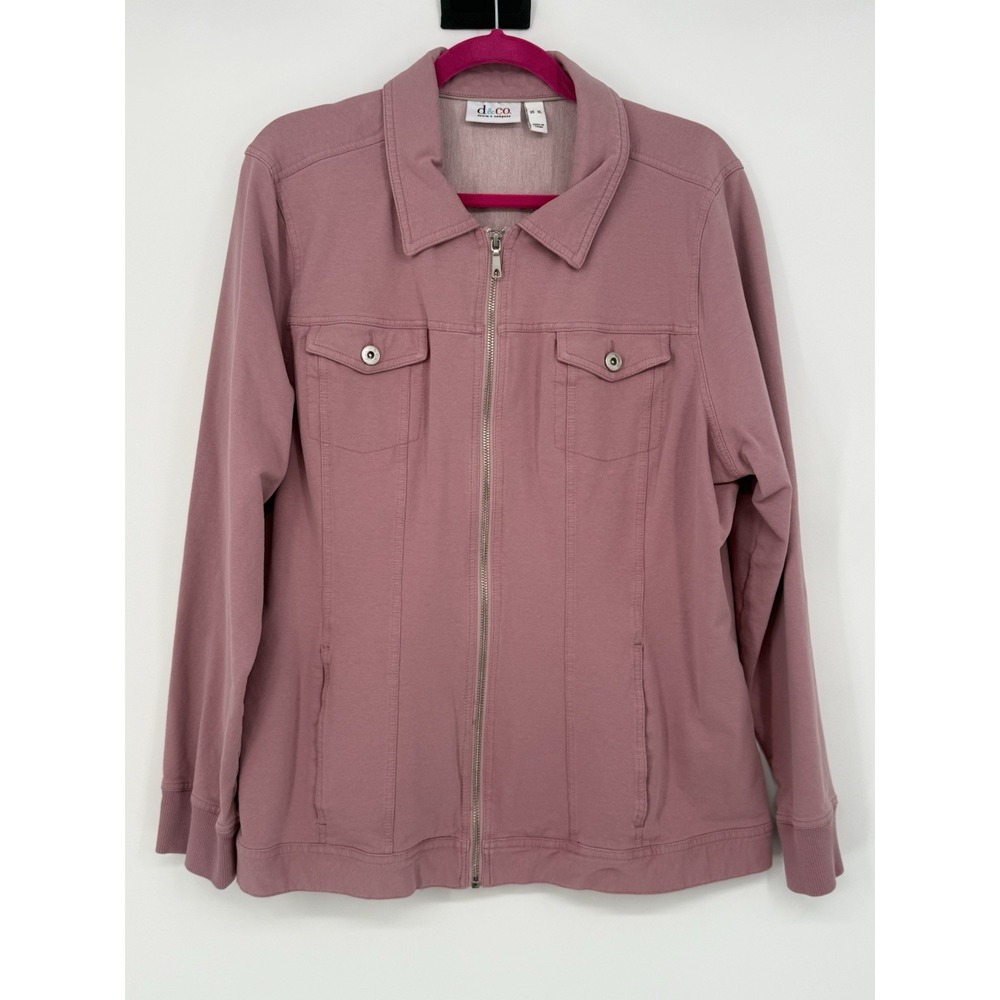 Denim & Co Denim Style Jacket Cotton Stretch Pink QVC Women's Size XL